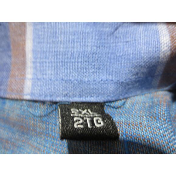 Forsyth of Canada Mens Shirt 2XL Blue Linen Long Sleeve Button Down Pocket - Picture 4 of 9